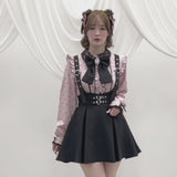 ダブルハートバックルサスペンダー付きスカート