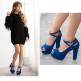 12cmヒールセクシークロスストラップオープントゥパンプス 【22.0?24.5cm】【小さいサイズ】【レディース】【通販】【チャンキーヒール】