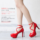 定番クロスベルト美脚パンプス