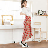 チェック柄シャーリングタイトスカート