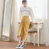 チェック柄シャーリングタイトスカート