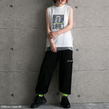 【メール便】チュール重ねプリントタンクトップTシャツ
