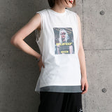 【メール便】チュール重ねプリントタンクトップTシャツ