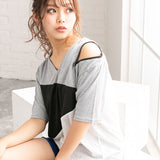 【メール便】ショルダーZIPTシャツ