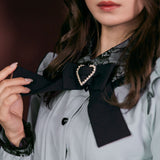 レース重ねハートリボンブラウス