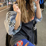 【Rabintage】Checker flag Denim blouson
