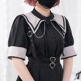 ダブルハートバックルサスペンダー付きスカート