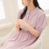 刺繍入りチャイナ半袖ワンピース