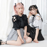 【メール便】オフショルフリル肩クロスブラウス