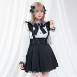 サス付きフリルレースプリーツスカート