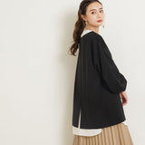 【やみつきとろみ素材】バックスリットボンディングチュニックトップス