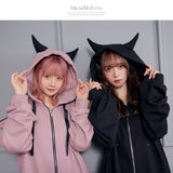 選べる天使or悪魔プリント柄パーカーワンピ