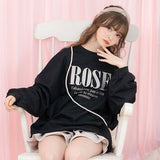 Rose刺繍スウェットワンピース