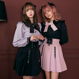 コルセットデザイン風プリーツスカート