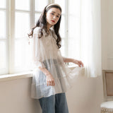 【メール便】シアーシフォンフリルチュニックブラウス