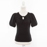 【メール便】オープンリボンパフ袖カットソー