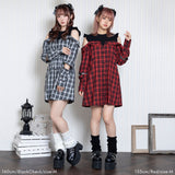 リブ切替デザインシャツワンピース