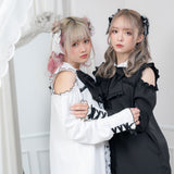 フリルたっぷりオフショルシャツワンピース