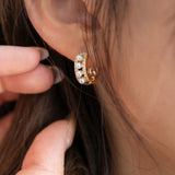 パールビジューフープピアス