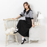 ダブルボタンセーラーフリル襟ワンピース