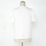 【メール便】ストーンロゴパフスリーブTシャツカットソートップス