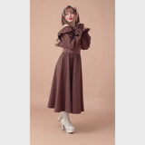 2wayオフショルカシュクールフリルカラーウエストリブワンピース