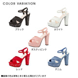 ストーンアクセントチャンキーヒールクロスベルトサンダル