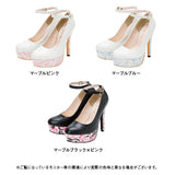 13cmヒールストラップマーブルパンプス