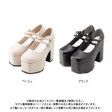 スクエアトゥダブルベルトパンプス