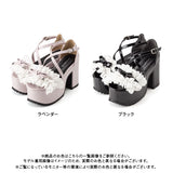 コットンレースフリルリボンサンダル