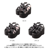 ダブルクロスリボン厚底サンダル