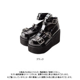 ダブルベルトバックル厚底パンプス