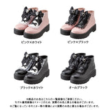 ローヒールハートビジューレースアップショートブーツ