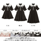 シンプル丸襟リボンワンピース