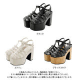 厚底グルカヒールスクエアサンダル