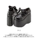 バックレースアップ厚底パンプス