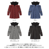 リブ切替デザインシャツワンピース