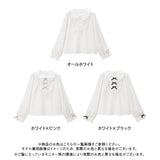 3連リボンレースヨークブラウス