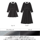 リボン付デコルテシアーフレアワンピース