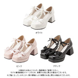 上品リボンパールスクエアトゥパンプス【大きいサイズ有】